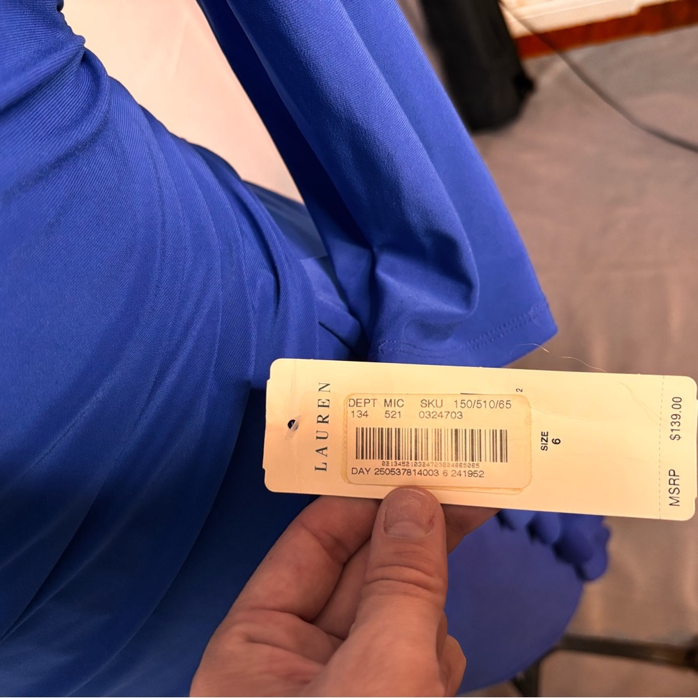 Lauren Ralph Lauren Royal Blue Long Sleeve Dress - Picture 6 of 7